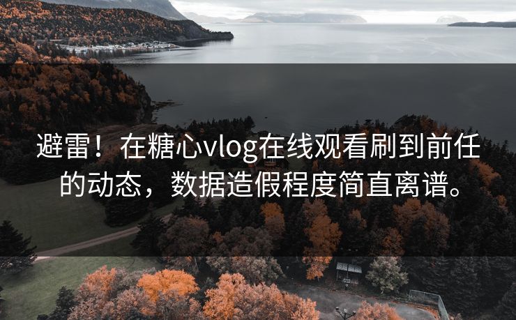 避雷！在糖心vlog在线观看刷到前任的动态，数据造假程度简直离谱。