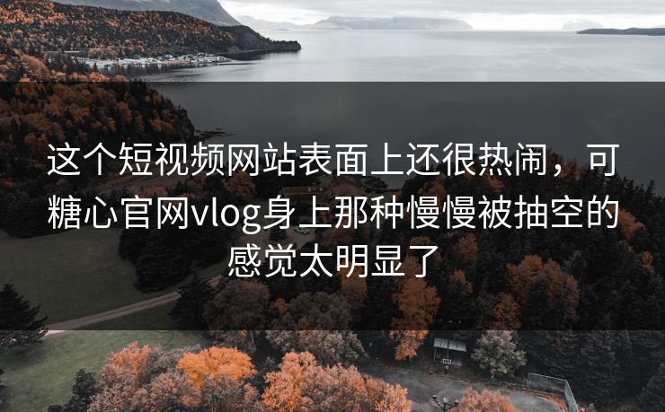 这个短视频网站表面上还很热闹，可糖心官网vlog身上那种慢慢被抽空的感觉太明显了