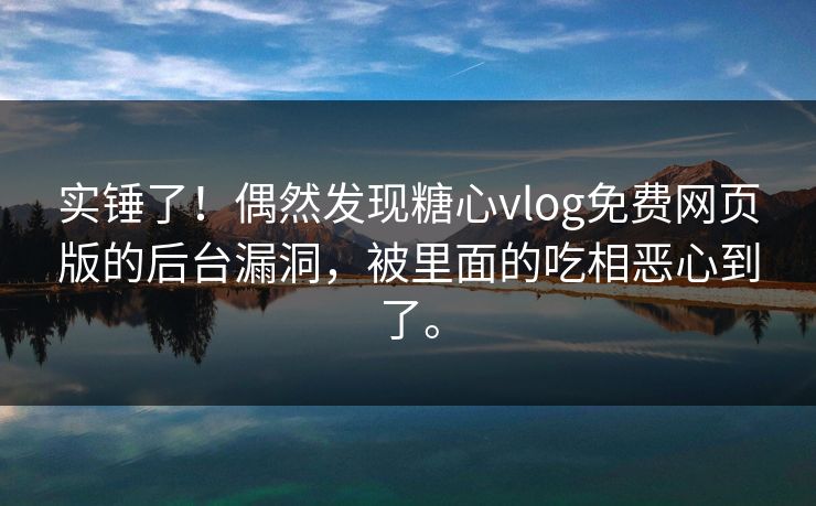 实锤了！偶然发现糖心vlog免费网页版的后台漏洞，被里面的吃相恶心到了。
