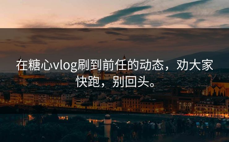 在糖心vlog刷到前任的动态，劝大家快跑，别回头。