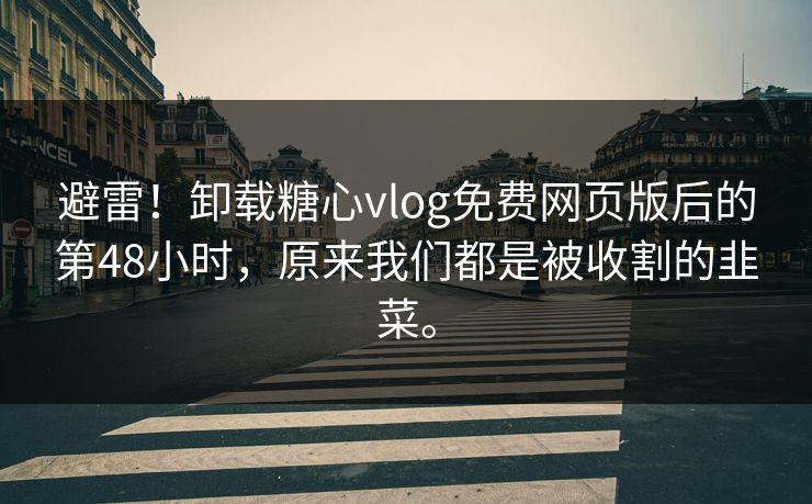 避雷！卸载糖心vlog免费网页版后的第48小时，原来我们都是被收割的韭菜。