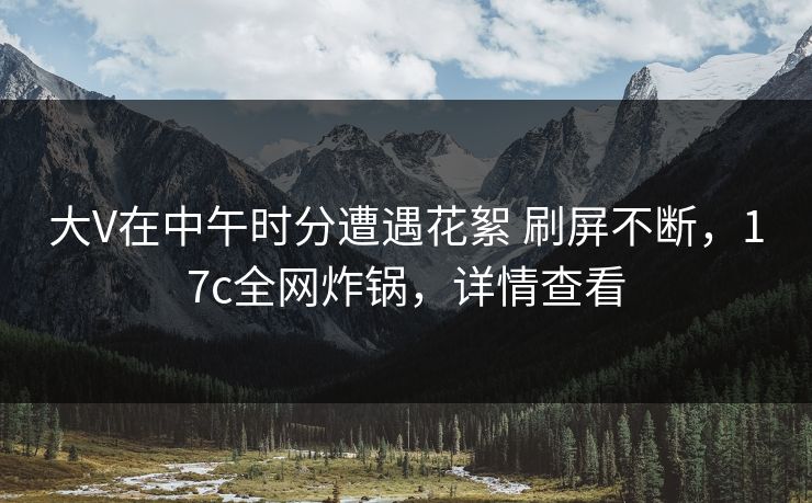 大V在中午时分遭遇花絮 刷屏不断，17c全网炸锅，详情查看