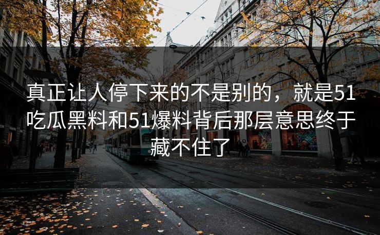真正让人停下来的不是别的，就是51吃瓜黑料和51爆料背后那层意思终于藏不住了
