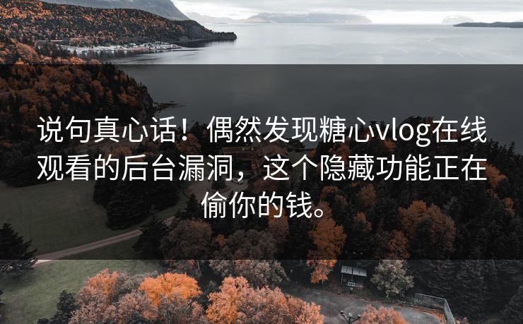 说句真心话！偶然发现糖心vlog在线观看的后台漏洞，这个隐藏功能正在偷你的钱。